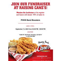 Raising Cane\'s Fundraiser for PHHS Band